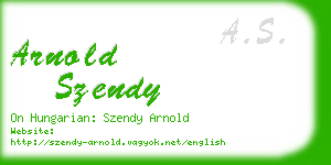 arnold szendy business card
